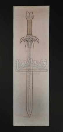 CONAN THE BARBARIAN (1982) - Ron Cobb Hand-Drawn Father's Sword Production Drawing