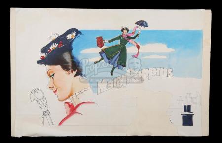 MARY POPPINS (1964) - Hand-Painted Re-Release Poster Artwork