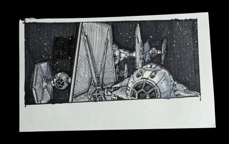 STAR WARS: THE EMPIRE STRIKES BACK (1980) - Hand-Drawn Storyboard - TIE Fighter Armada