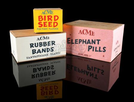 WHO FRAMED ROGER RABBIT (1988) - Acme Elephant Pills, Rubber Bands and Bird Seed Boxes