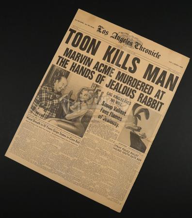 WHO FRAMED ROGER RABBIT (1988) - Los Angeles Chronicle 'Toon Kills Man' Newspaper