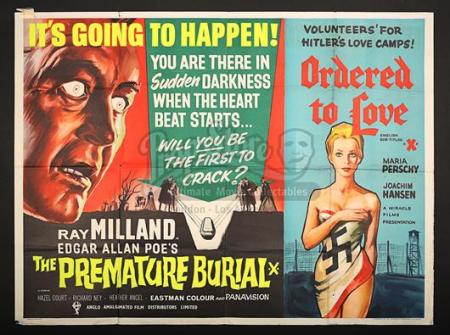 THE PREMATURE BURIAL (1962) / ORDERED TO LOVE (1961) - UK Quad Poster (c' 1963-64)