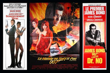 JAMES BOND: DR NO / VIEW TO A KILL / THE WORLD IS NOT ENOUGH (1985-1999) - Three French Door Panel / Grand Posters